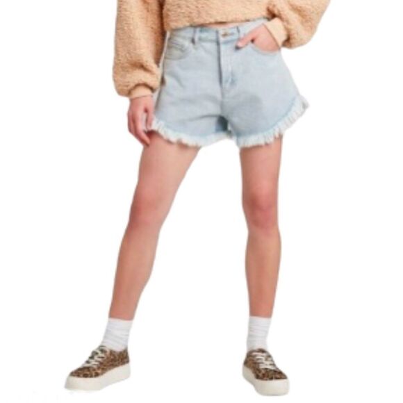 Wild Fable light wash high rise frayed cut off Shortie daisy duke denim Shorts 6 - Picture 1 of 11